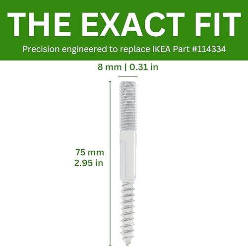 Pack of 4 IKEA Part #114334 Bed Frame Hanger Bolts - Replacement Hardware