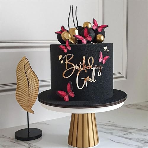 Acrylic Golden Birthday Girl Cake Topper for Parties