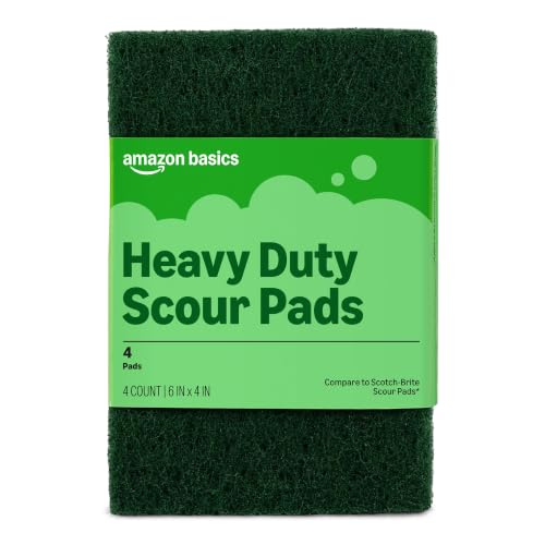 Amazon Basics Heavy Duty Scour Pads - 4 Pack Kitchen Scrubber