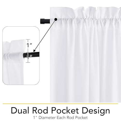 NICETOWN White Sidelight Curtain - Non See-Through, 12x72 inches