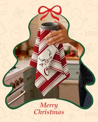 Miss Adola Antler Christmas Flour Sack Kitchen Towels - 18x26 Inch 2-Pack