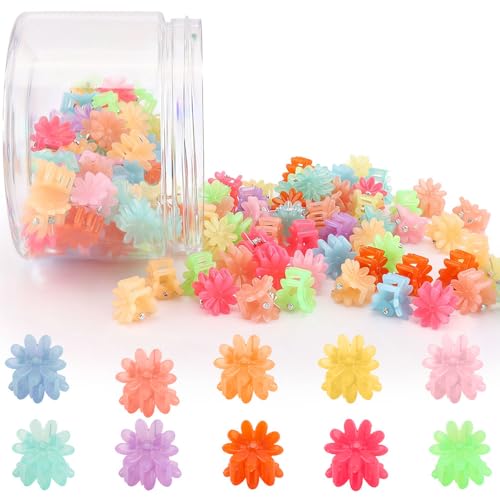 Exacoo 100pcs Mini Flower Hair Claw Clips for Girls and Toddlers