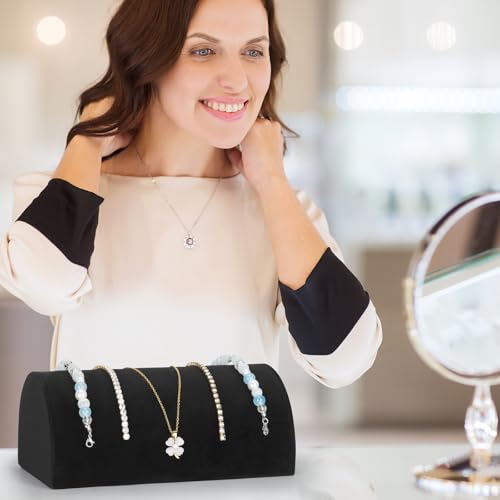 KUKUVR Velvet Half Moon Bracelet Display Stand Black Jewelry Organizer