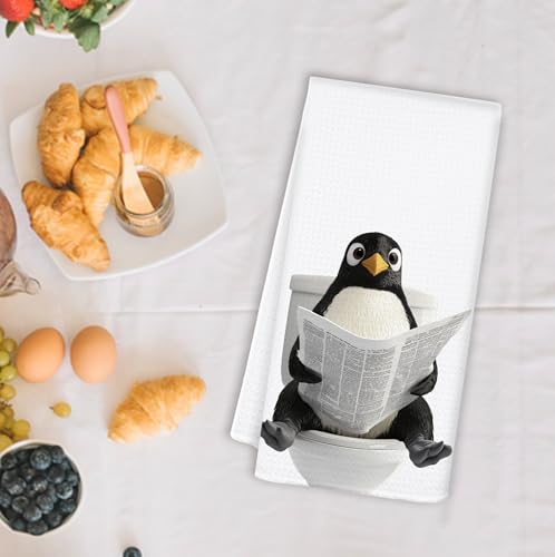 Funny Penguin Hand Towels - 16x24 Inch Bathroom Decor