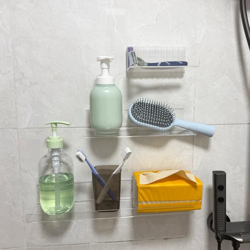 TONICE 2-Pack Wall-Mounted Acrylic Floating Shelves - 6in Storage for Home & Office