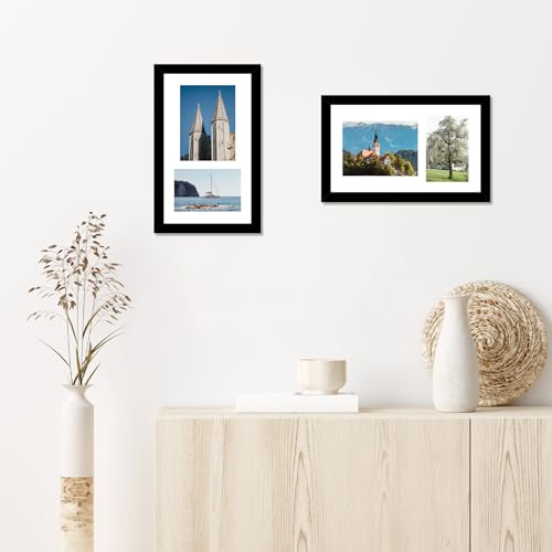 8x14 Black Wood Collage Picture Frame with 2 Openings