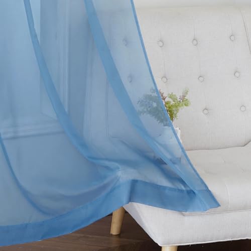 NICETOWN Stone Blue Sheer Curtains 96" Grommet Drapes - 2 Panels
