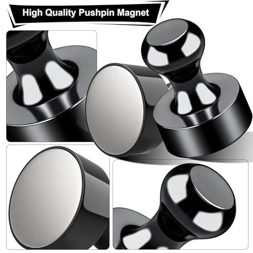 Tiergrade Black Push Pin Magnets - 20 Pack Multi-Use for Fridge & Whiteboard