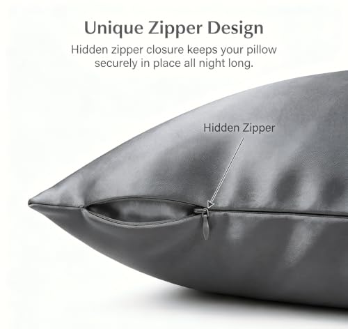 JUWENIN Satin Pillowcase Set for Hair and Skin - 4 Pack with Zipper