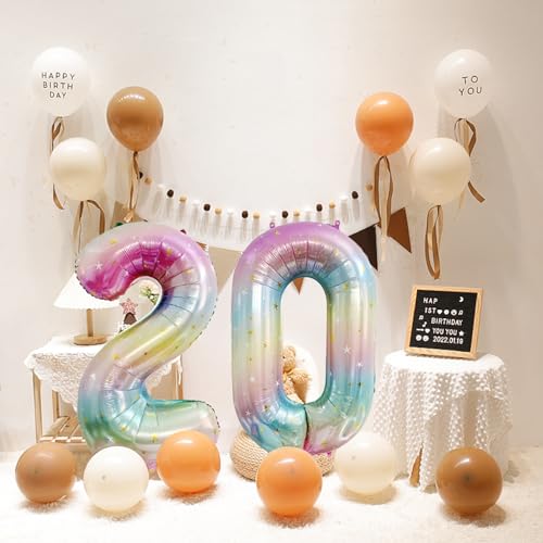 40 Inch Rainbow Number 12 Foil Balloons for Birthday & Parties
