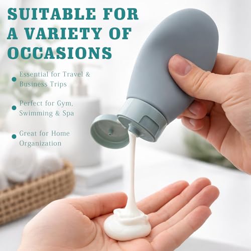 3 Pack Leakproof Travel Bottles Set - 60ml Squeezable Containers with Bag