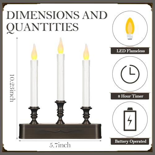 4 Pack Battery Operated LED Window Candles with Timer and Black Base