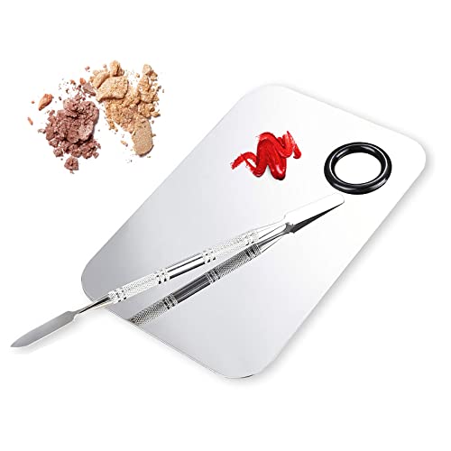 ALIOBC Stainless Steel Makeup Mixing Palette and Spatula Tool for Foundation
