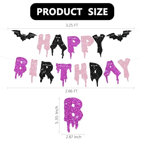 Happy Birthday Halloween Banner - No DIY Glitter Party Decoration