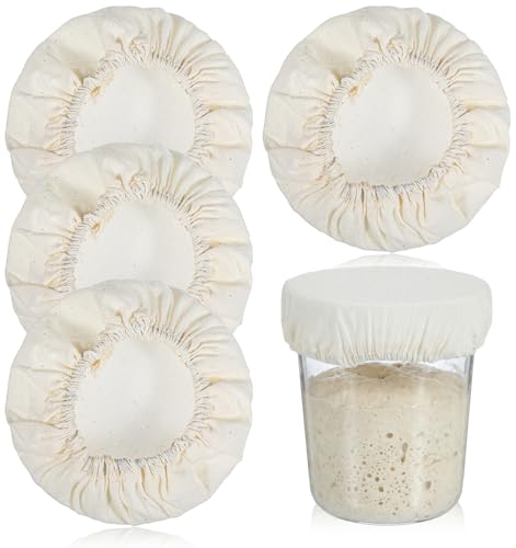 4PCS Sourdough Starter Covers - Reusable Breathable Jar Covers