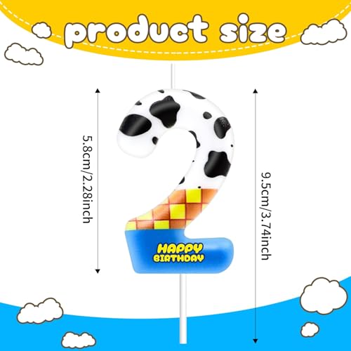 Cartoon Number 2 Birthday Candle Topper for Kids' Cakes