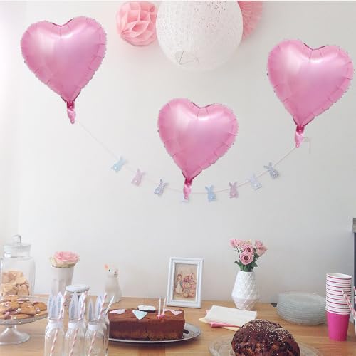 18-Inch Pink Heart Balloons - 20pcs Foil Mylar for Parties