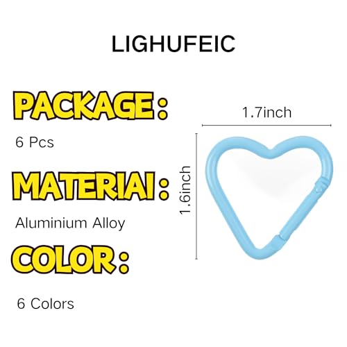 6Pack Carabiners Hook Clips Camping Accessories,Versatile Aluminum Key Holder for Outdoor Travel and Daily