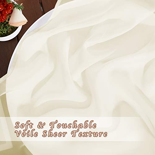 NICETOWN 96-Inch Cream Beige Sheer Curtain Panels - Voile Window Treatments