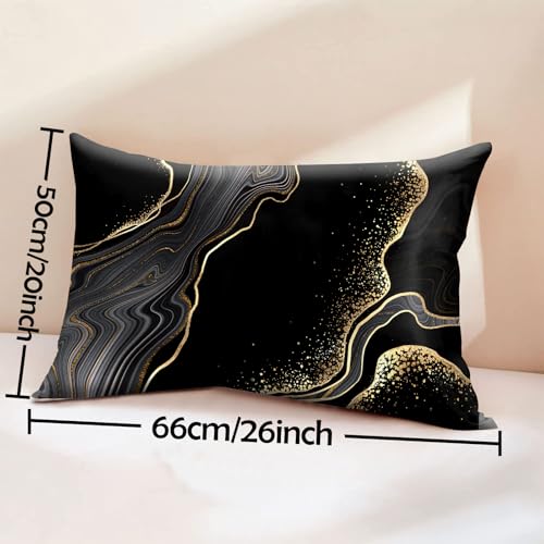 GABraden Satin Pillowcase Set, 20x26 Standard Size, Black-Marble Pattern