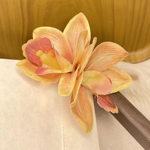 3 Pcs Hawaiian Flower Hair Clips Tropical Orchid Hair Barrettes