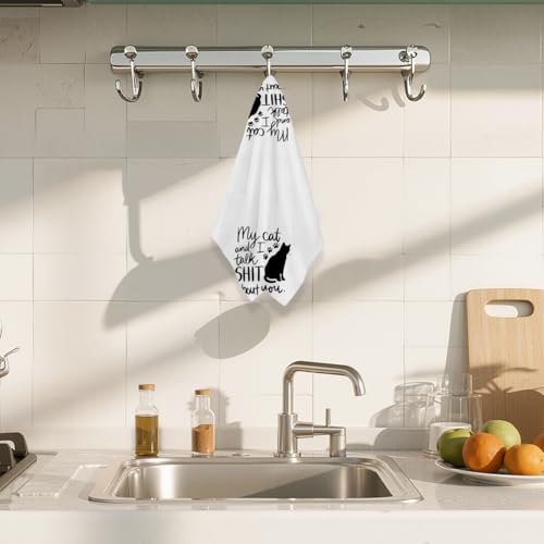 Premium Waffle-Weave Funny Cat Kitchen Towels - 14x24 inches