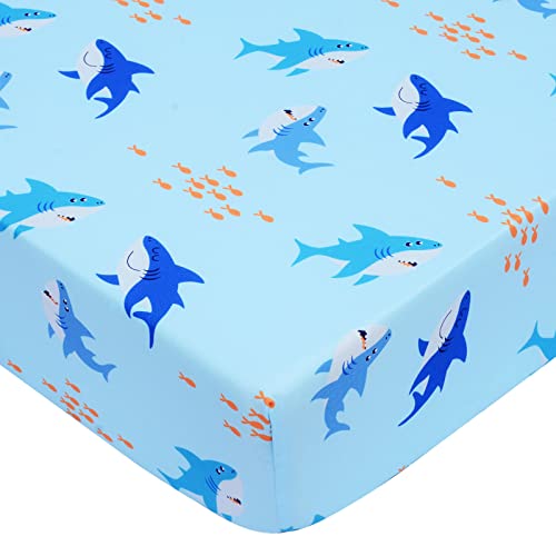UOMNY Shark Fitted Crib Sheet for Boys – 52x28 Soft Microfiber