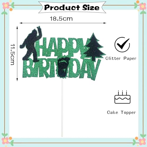 Green Glitter Gorilla Birthday Cake Topper - Jungle Theme Decor