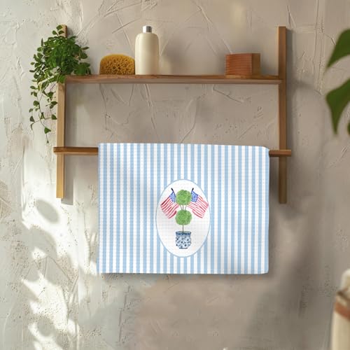 Patriotic Chinoiserie Kitchen Towels - 4th of July Hand Towels 16x24in