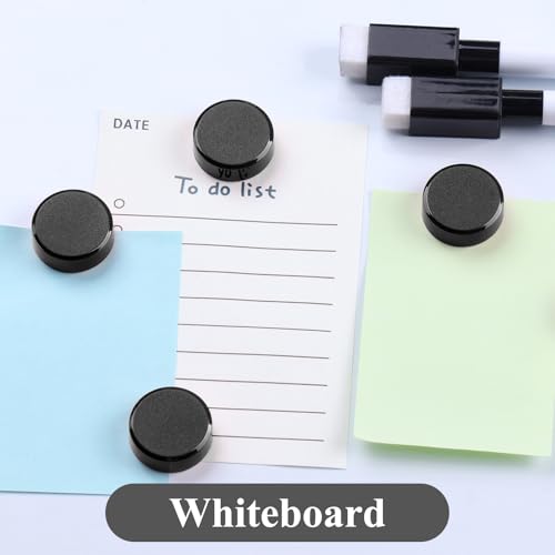 Black 10 Pack Heavy Duty Small Round Fridge Magnets for Whiteboards