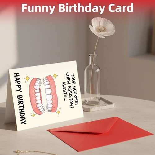 FunisFun Funny Birthday Card with Denture Design, 5x7 Humorous Greeting