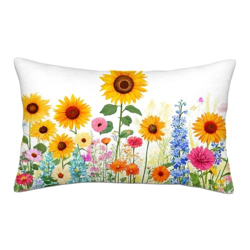 Sunflower Floral Pillowcase Sham 20x30 Inch for Queen Bed