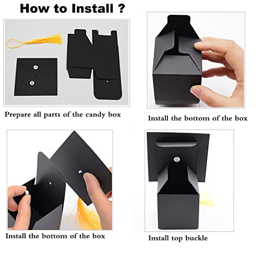 10Pcs Graduation Gift Boxes - Black Grad Cap Candy Boxes