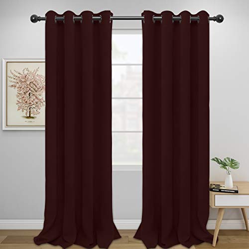 Easy-Going Thermal Blackout Curtains 52x108 in, Wine, 2-Panel Set
