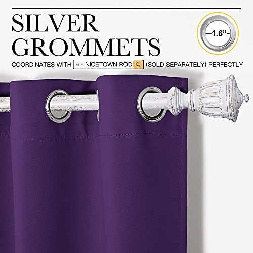 NICETOWN Royal Purple Blackout Curtains 2 Panels 55"x90" Noise Reducing