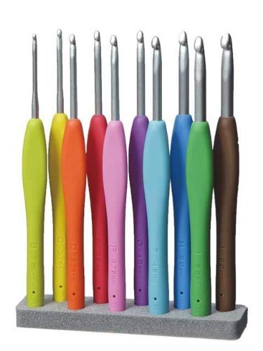 Clover Crochet Hook Size I (5.5mm) - Green, Easy Grip Handle