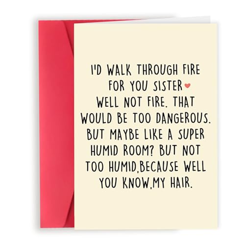 Funny Sister Birthday Card with Envelope - Humorous Gift from Sister