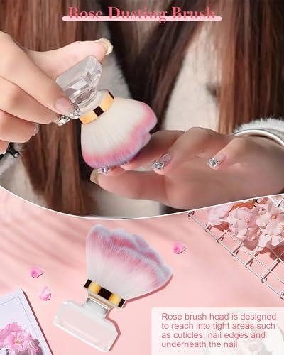 Rolybag Soft Rose Nail Art Dust Brush for Manicure Powder Remover