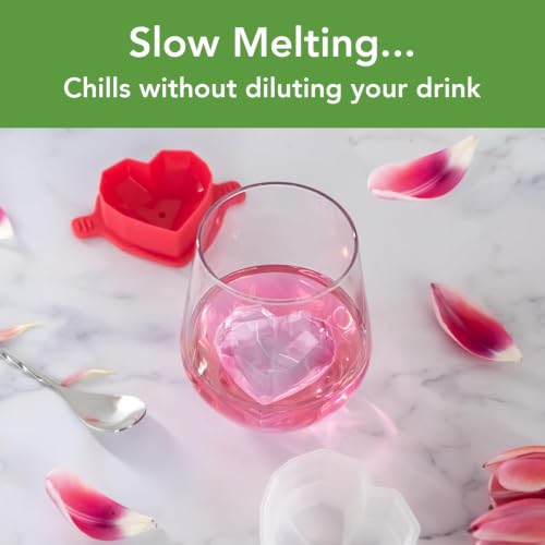 Tovolo Heart Shaped Ice Cube Molds - Set of 2, Large Slow Melting Cocktail Ice