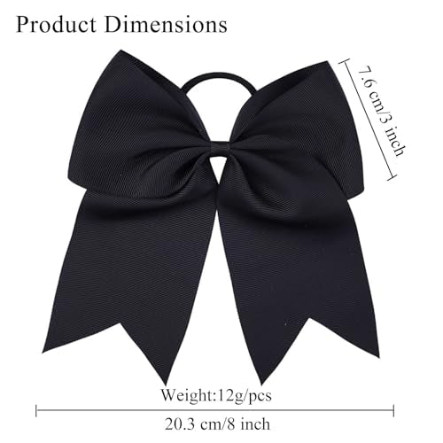 Twpribarn 8-Inch Jumbo Cheer Hair Bows with Elastic Ponytail Holder 2-Pack