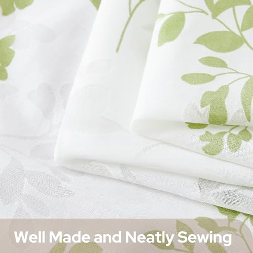 HOMEIDEAS Green Leaf Kitchen Curtains 30x24 Inch Semi Sheer 2 Panels
