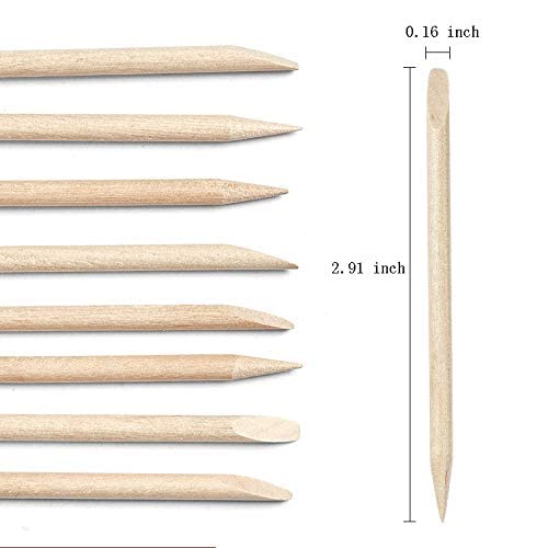 AMOSTBY 150 Pcs Natural Wood Cuticle Pusher Orange Sticks for Nail Care