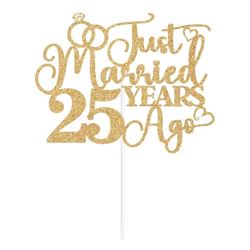 Just Married 25 Years Cake Topper - 25th Anniversary Decoration