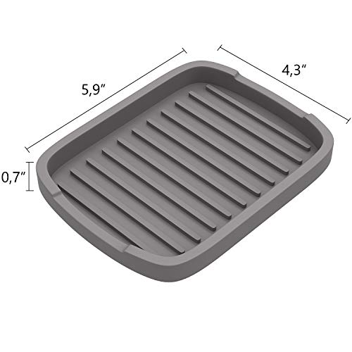 Gray Silicone Sponge Holder Soap Dish 5.9x4.33 inches Kitchen Sink Organizer