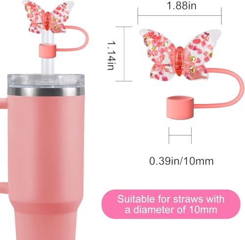 Pink Butterfly Silicone Straw Cover for Stanley Cup 40 & 30 Oz
