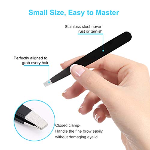 Professional Stainless Steel Tweezers Set with Travel Case - 6 Piece Kit