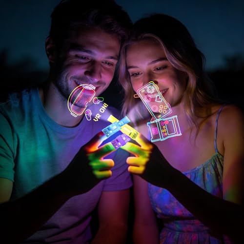 24PCS Video Game Party Favor Finger Lights - 8 Gamer Neon Designs