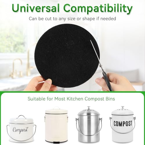 10 Pack Compost Bin Charcoal Filters - Odor-Absorbing 6.7" Replacement
