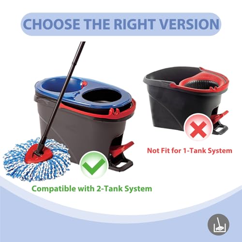 Mop Head Replacement Set for 2-Tank Spin Mop - 4 Refills & Base Cover
