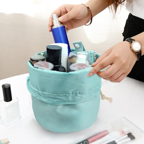 INVODA Drawstring Makeup Bag Large Travel Toiletry Pouch Green